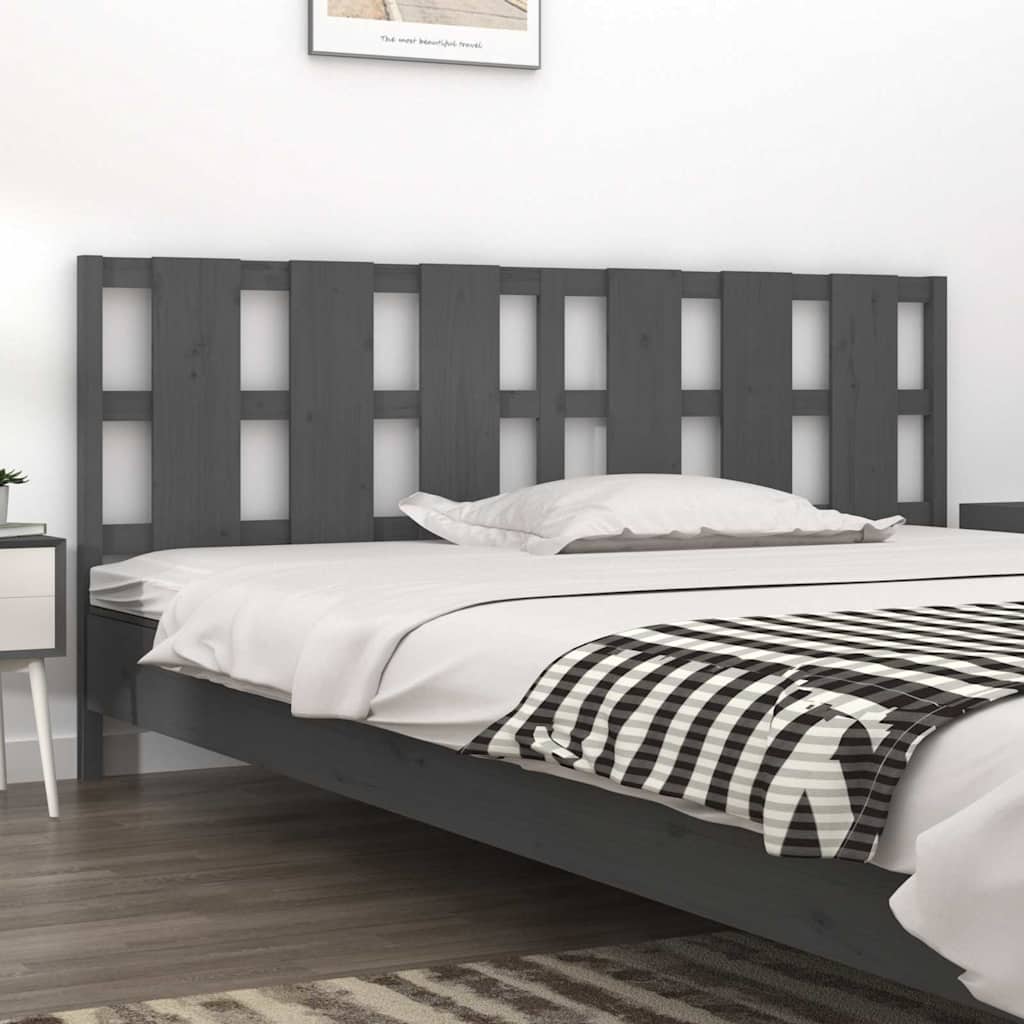 vidaXL Tăblie de pat, gri, 205,5x4x100 cm, lemn masiv de pin