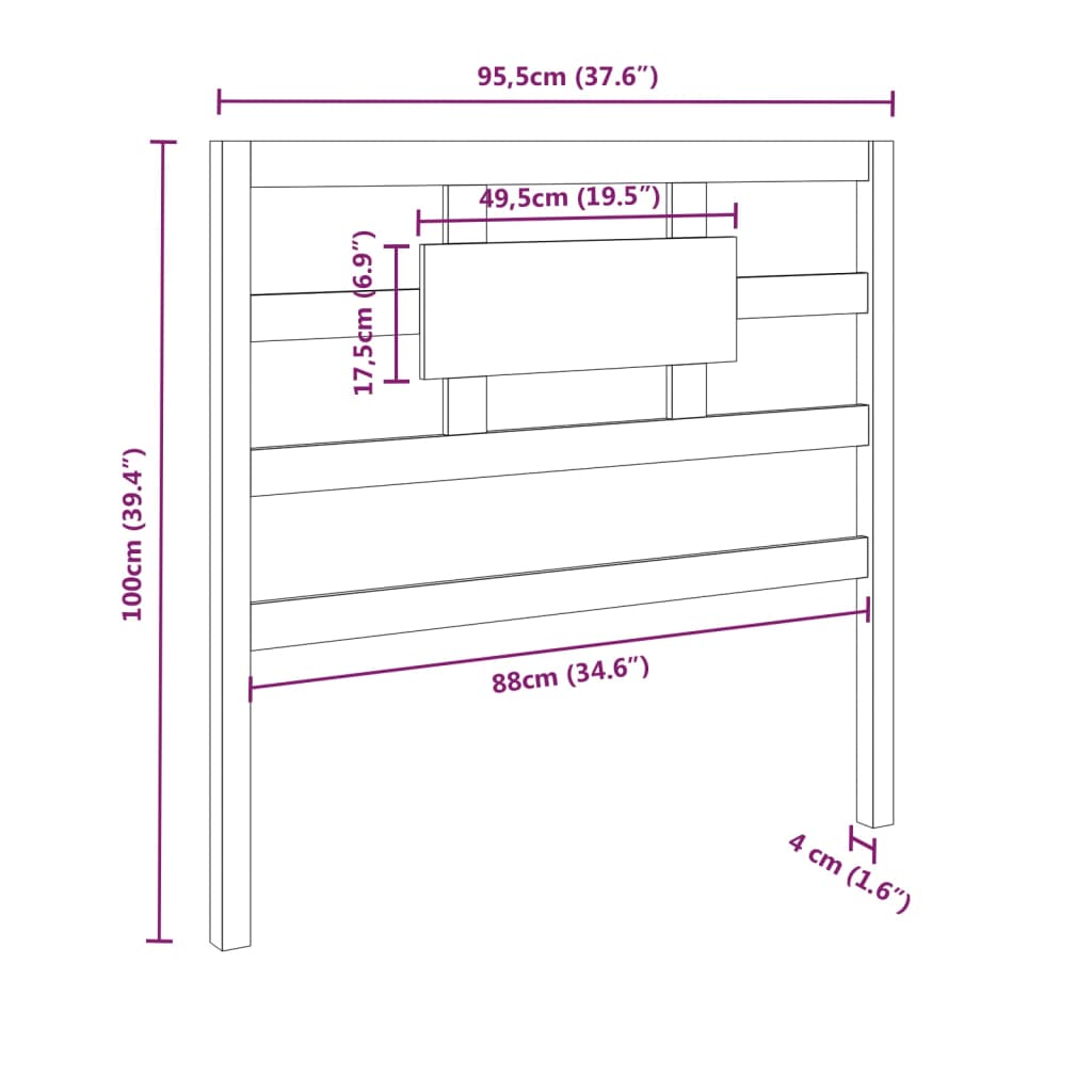 vidaXL Tăblie de pat, alb, 95,5x4x100 cm, lemn masiv de pin