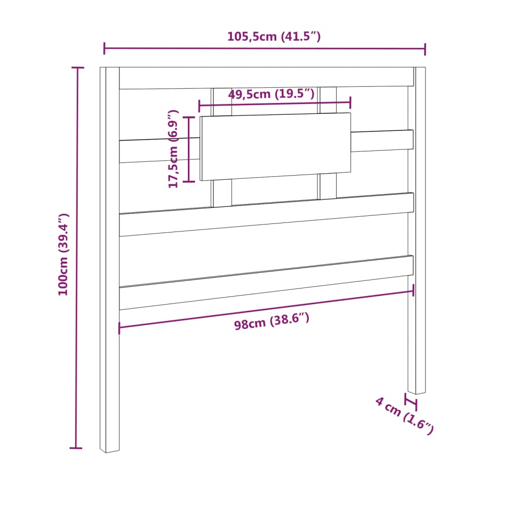 vidaXL Tăblie de pat, maro miere, 105,5x4x100 cm, lemn masiv de pin vidaXL Tăblie de pat, maro miere, 105,5x4x100 cm, lemn masiv de pin