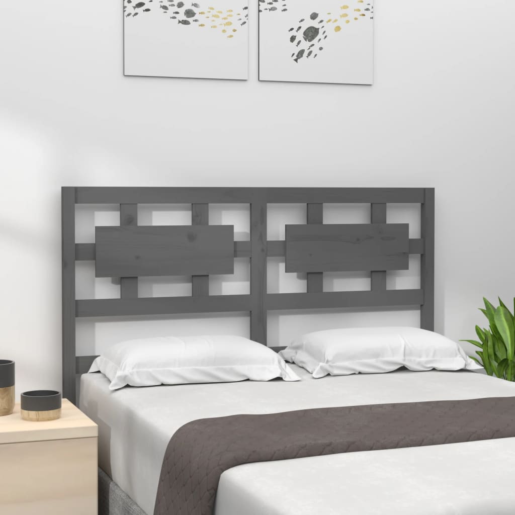 vidaXL Tăblie de pat, gri, 125,5x4x100 cm, lemn masiv de pin vidaXL Tăblie de pat, gri, 125,5x4x100 cm, lemn masiv de pin