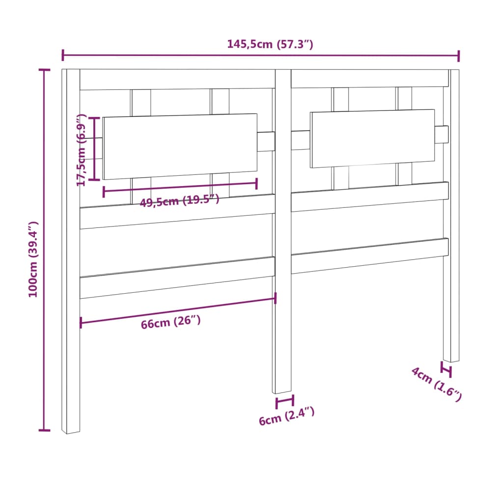 vidaXL Tăblie de pat, maro miere, 145,5x4x100 cm, lemn masiv de pin vidaXL Tăblie de pat, maro miere, 145,5x4x100 cm, lemn masiv de pin