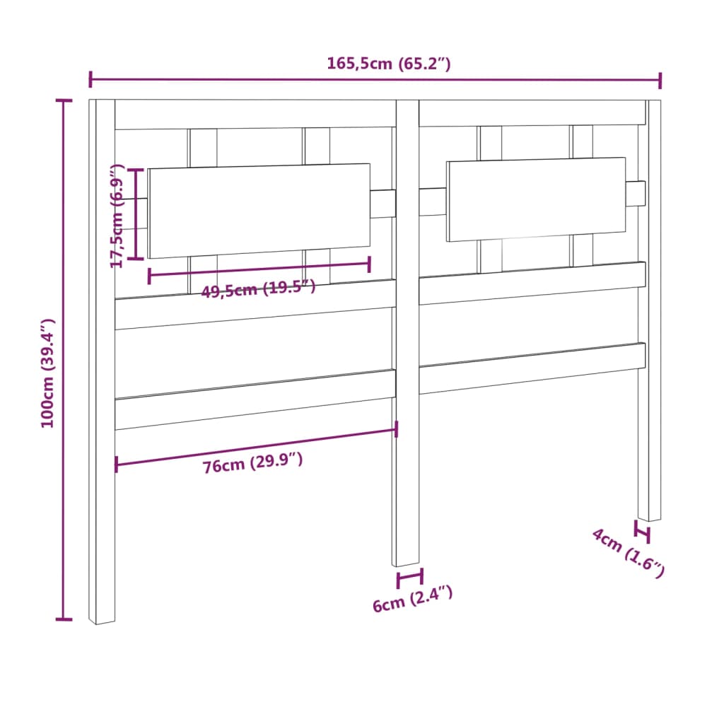 vidaXL Tăblie de pat, alb, 165,5x4x100 cm, lemn masiv de pin vidaXL Tăblie de pat, alb, 165,5x4x100 cm, lemn masiv de pin