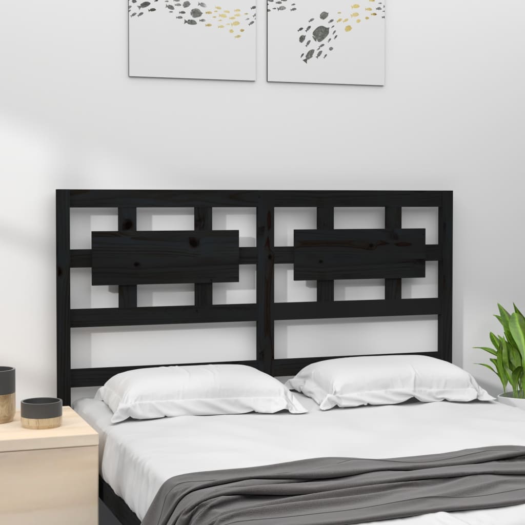 vidaXL Tăblie de pat, negru, 205,5x4x100 cm, lemn masiv de pin