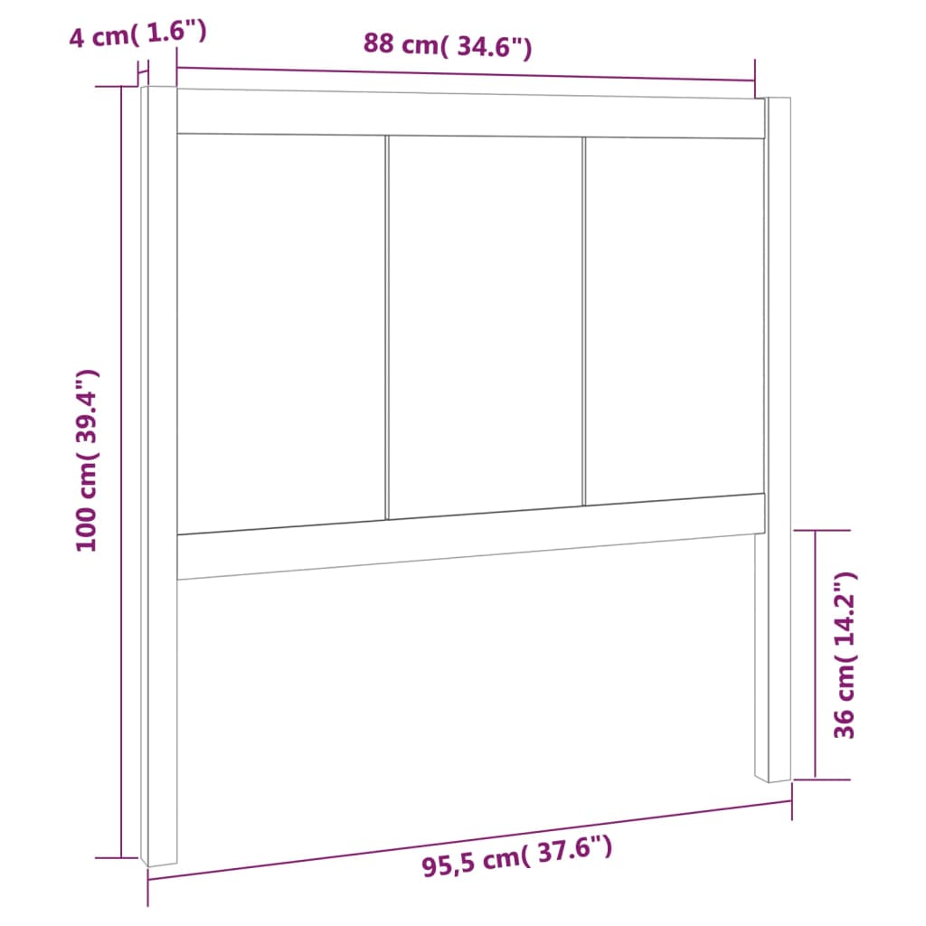vidaXL Tăblie de pat, 95,5x4x100 cm, lemn masiv de pin
