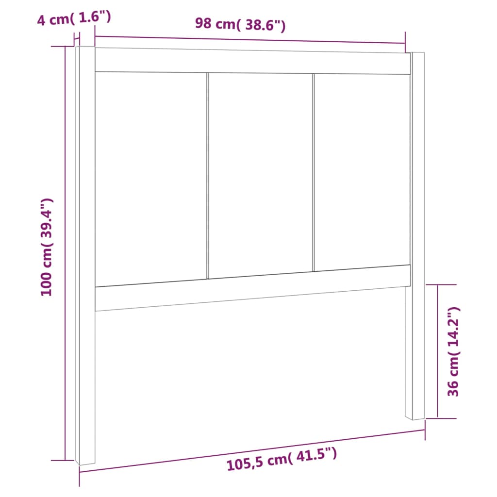 vidaXL Tăblie de pat, 105,5x4x100 cm, lemn masiv de pin