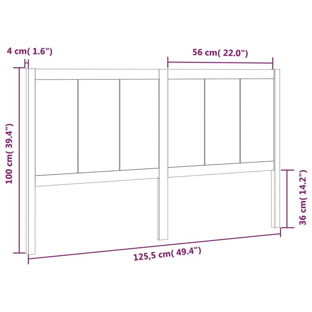 vidaXL Tăblie de pat, 125,5x4x100 cm, lemn masiv de pin