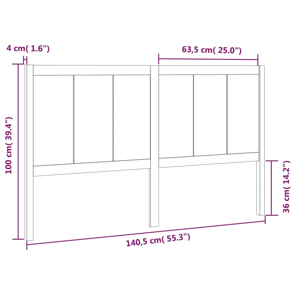 vidaXL Tăblie de pat, 140,5x4x100 cm, lemn masiv de pin