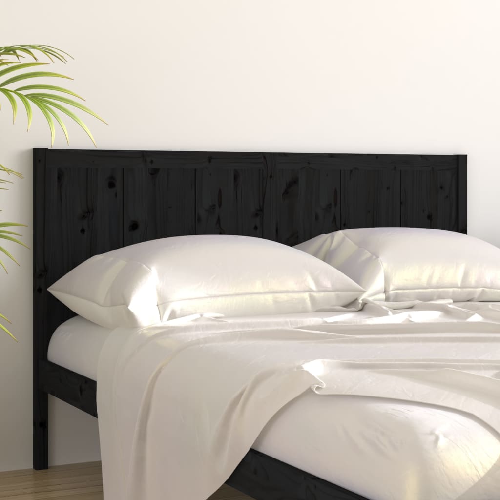 vidaXL Tăblie de pat, negru, 205,5x4x100 cm, lemn masiv de pin