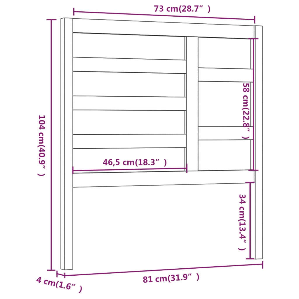 vidaXL Tăblie de pat, maro miere, 81x4x104 cm, lemn masiv de pin