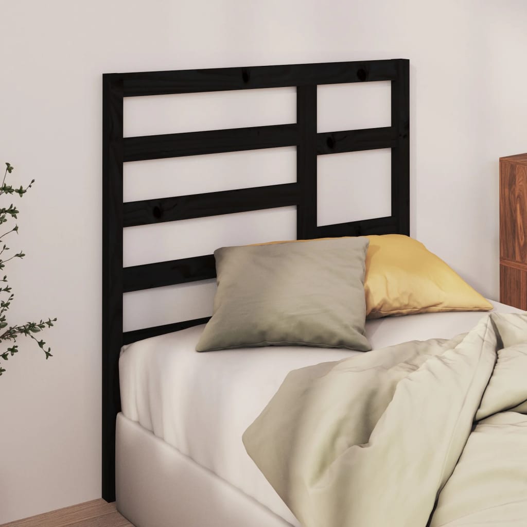 vidaXL Tăblie de pat, negru, 81x4x104 cm, lemn masiv de pin