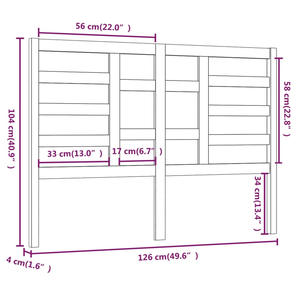 vidaXL Tăblie de pat, negru, 126x4x104 cm, lemn masiv de pin vidaXL Tăblie de pat, negru, 126x4x104 cm, lemn masiv de pin