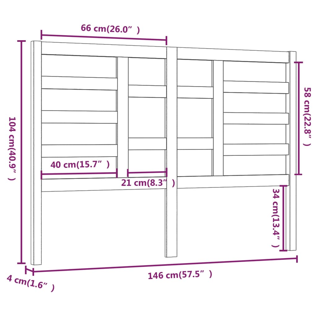 vidaXL Tăblie de pat, gri, 146x4x104 cm, lemn masiv de pin