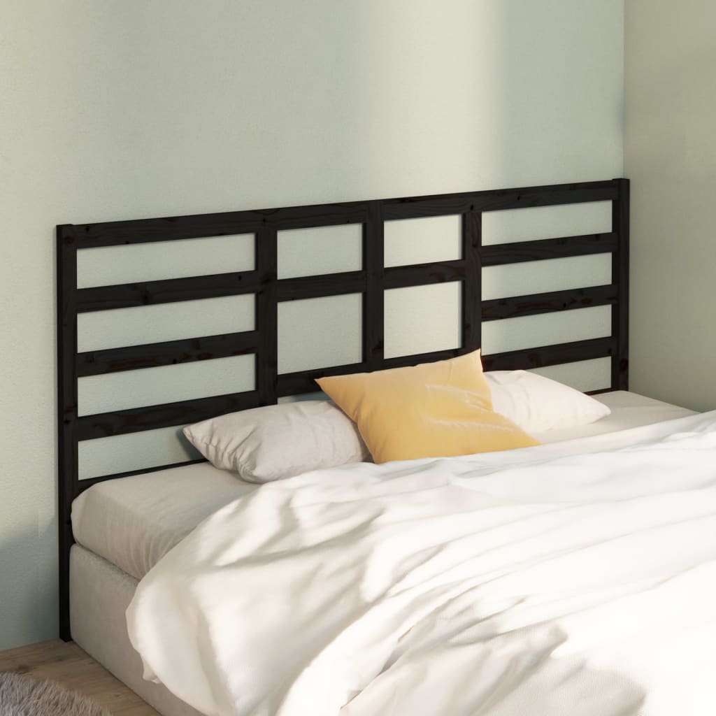 vidaXL Tăblie de pat, negru, 186x4x104 cm, lemn masiv de pin