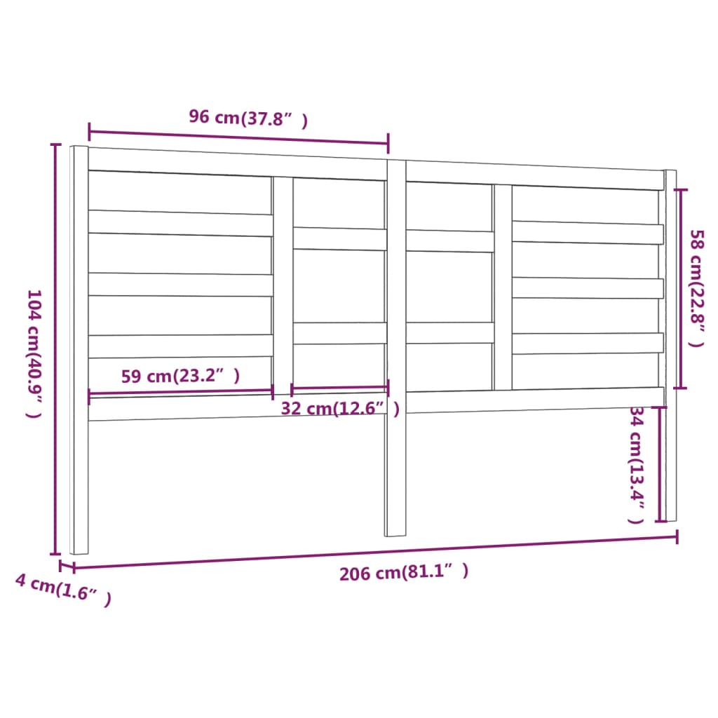 vidaXL Tăblie de pat, alb, 206x4x104 cm, lemn masiv de pin vidaXL Tăblie de pat, alb, 206x4x104 cm, lemn masiv de pin