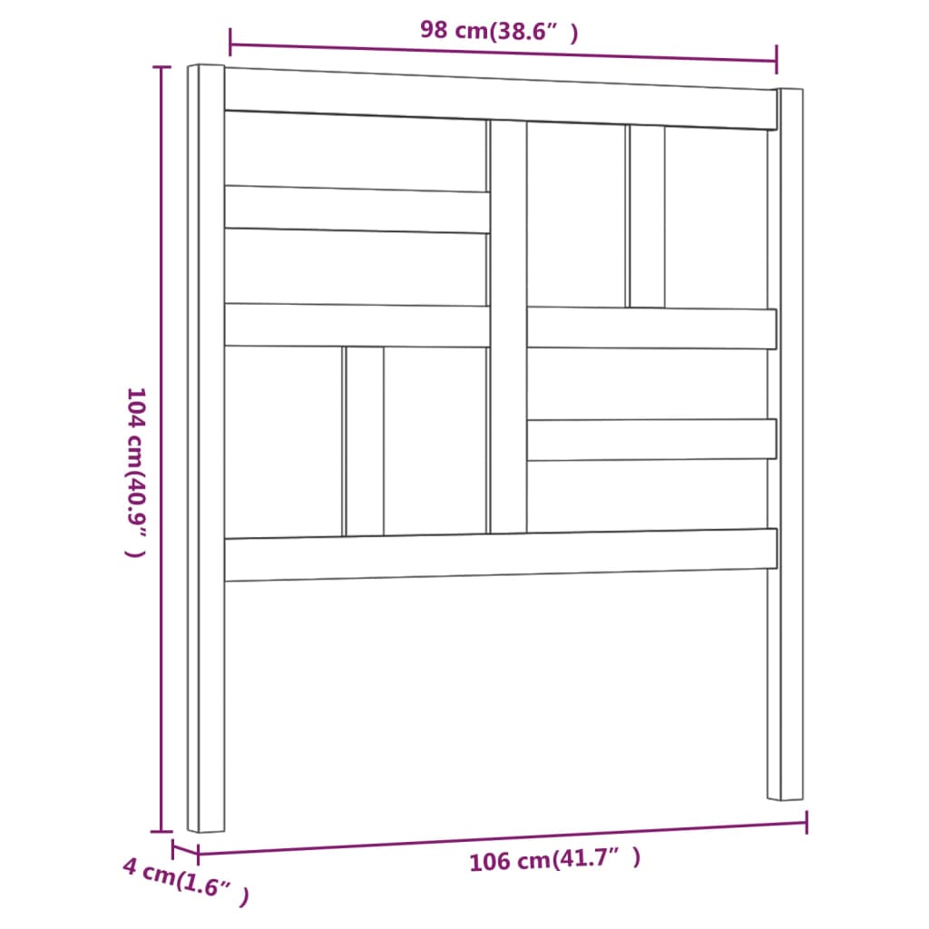 vidaXL Tăblie de pat, alb, 106x4x104 cm, lemn masiv de pin