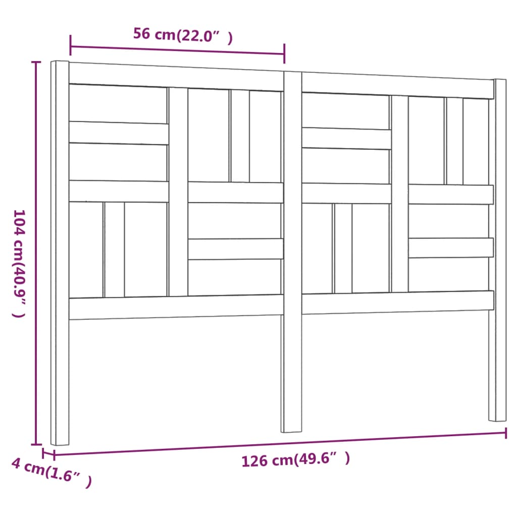 vidaXL Tăblie de pat, 126x4x104 cm, lemn masiv de pin