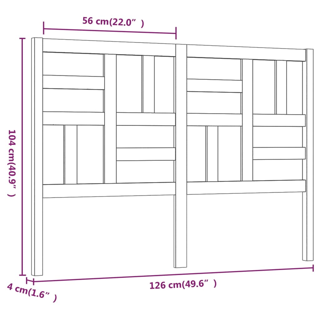 vidaXL Tăblie de pat, negru, 126x4x104 cm, lemn masiv de pin vidaXL Tăblie de pat, negru, 126x4x104 cm, lemn masiv de pin