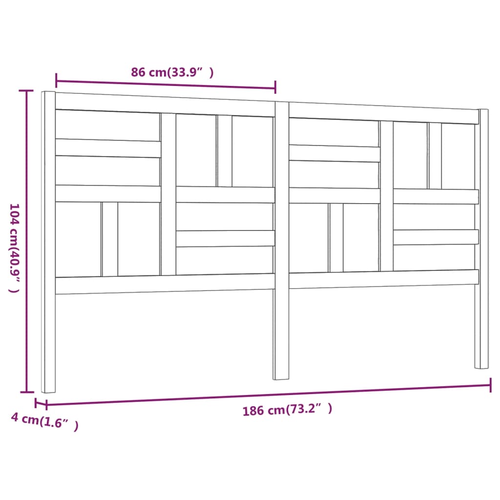 vidaXL Tăblie de pat, alb, 186x4x104 cm, lemn masiv de pin vidaXL Tăblie de pat, alb, 186x4x104 cm, lemn masiv de pin