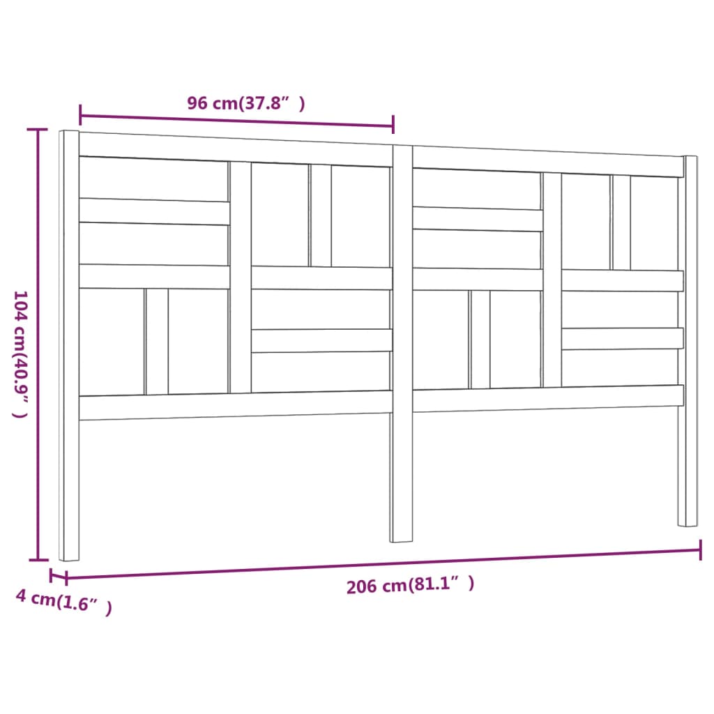 vidaXL Tăblie de pat, alb, 206x4x104 cm, lemn masiv de pin vidaXL Tăblie de pat, alb, 206x4x104 cm, lemn masiv de pin