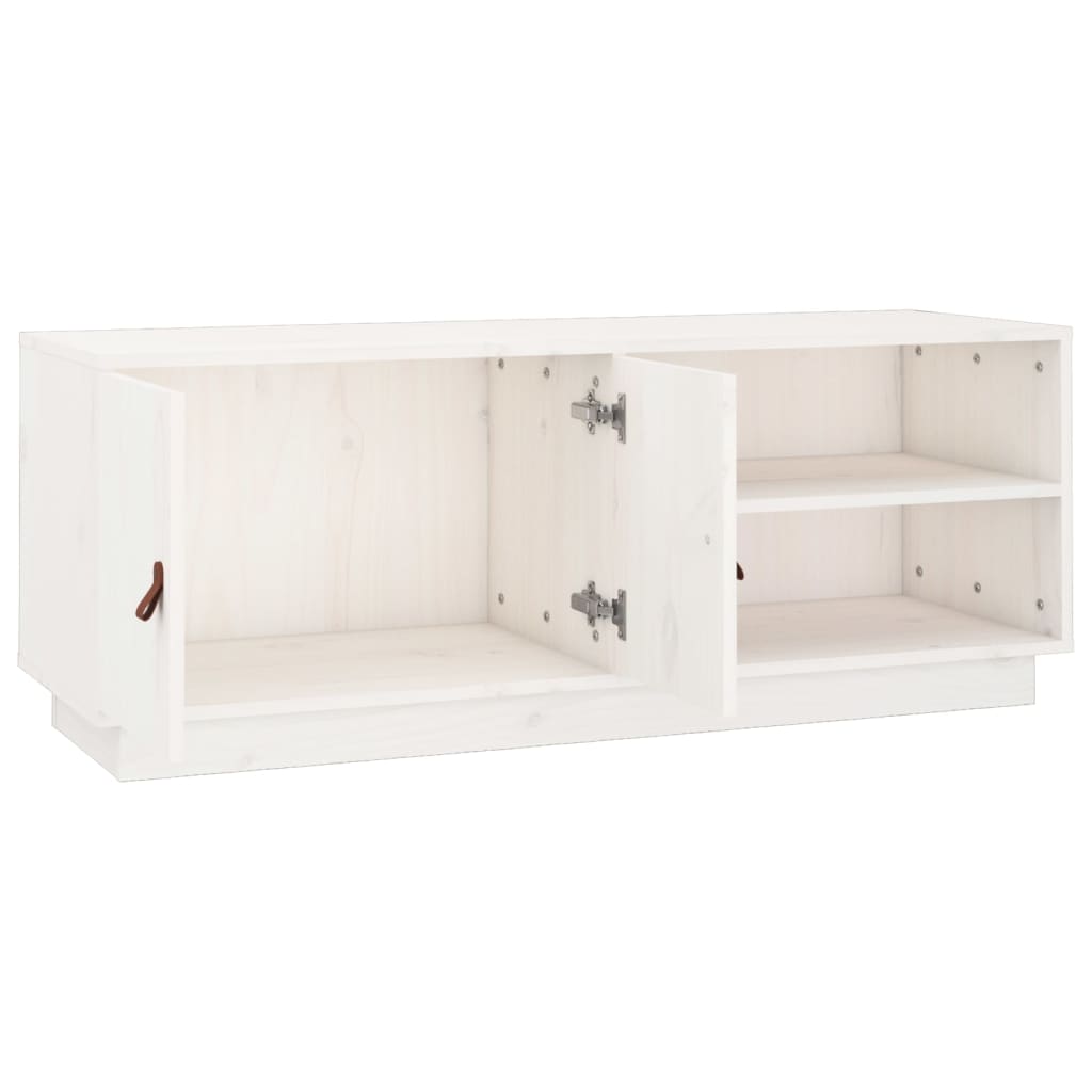 vidaXL Comodă TV, alb, 105x34x40 cm, lemn masiv de pin vidaXL Comodă TV, alb, 105x34x40 cm, lemn masiv de pin