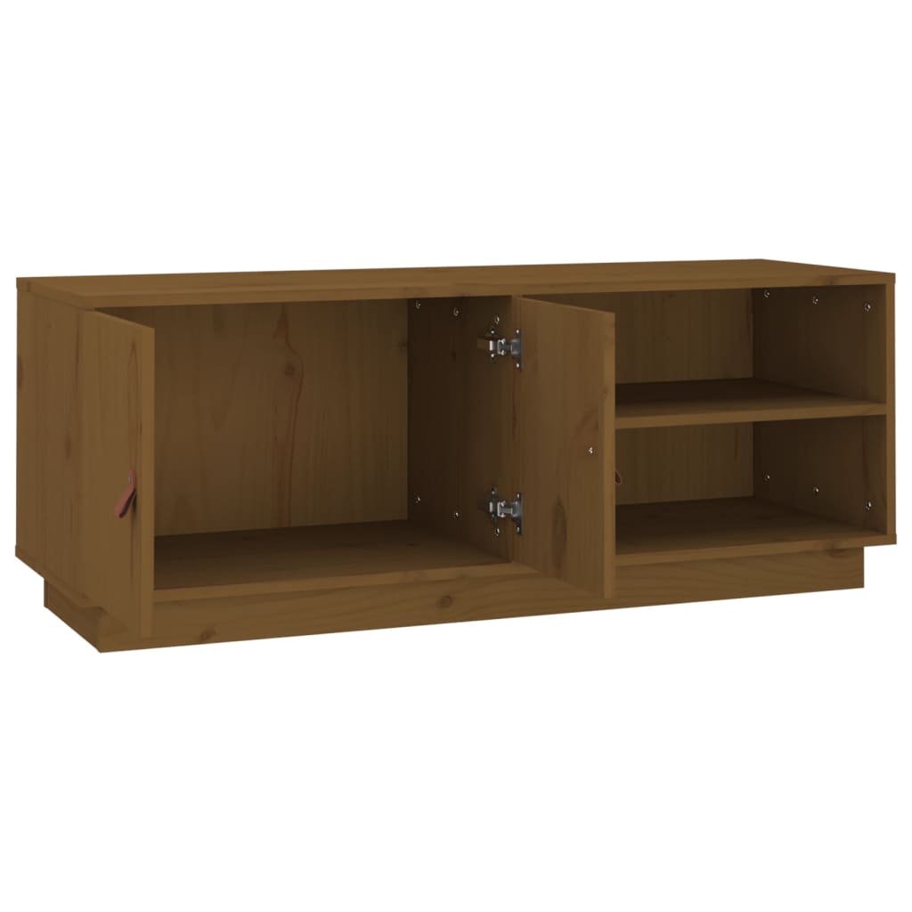 vidaXL Comodă TV, maro miere, 105x34x40 cm, lemn masiv de pin vidaXL Comodă TV, maro miere, 105x34x40 cm, lemn masiv de pin