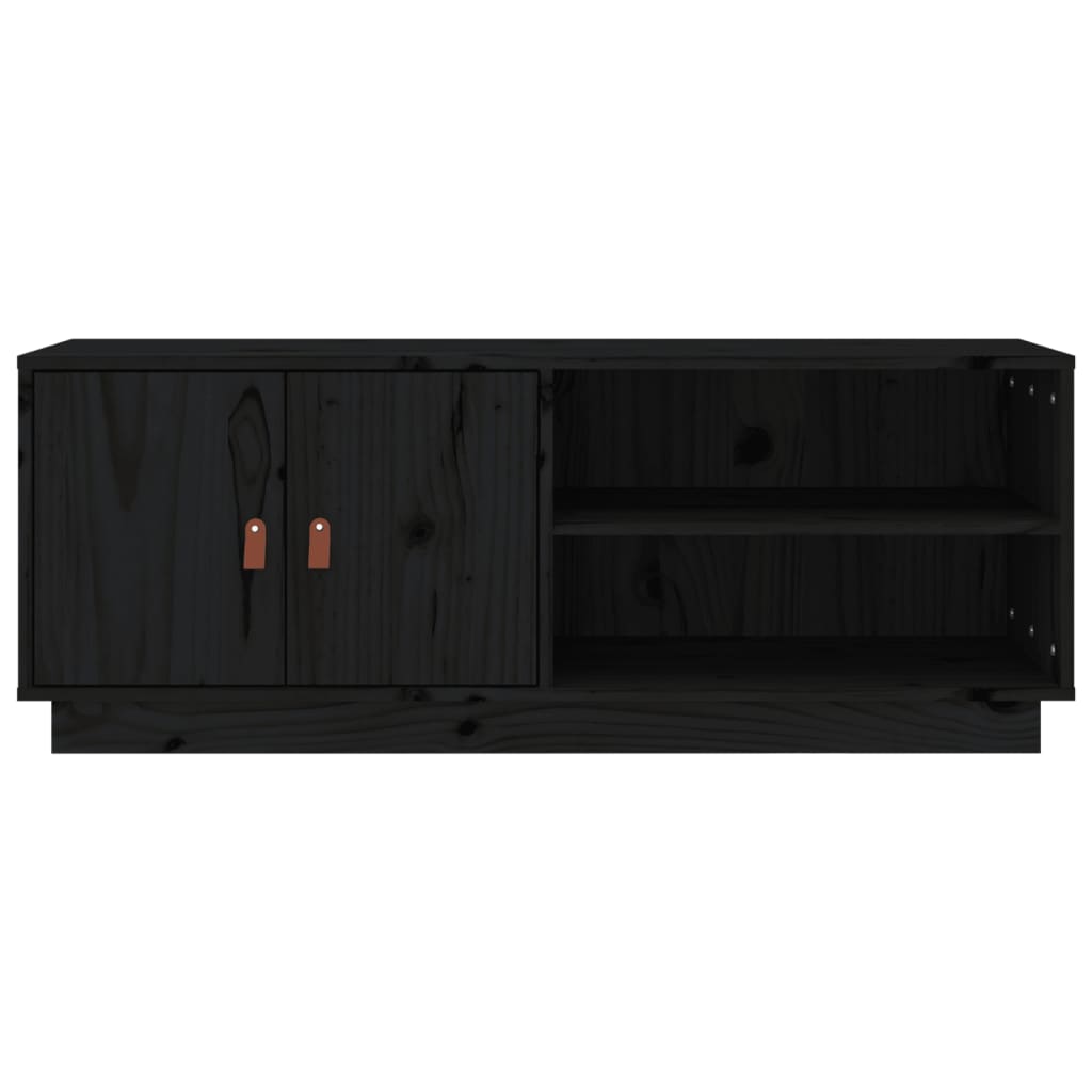 vidaXL Comodă TV, negru, 105x34x40 cm, lemn masiv de pin