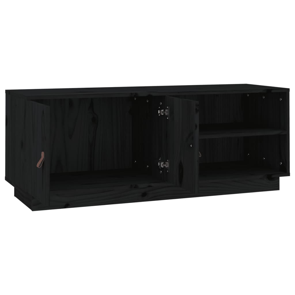 vidaXL Comodă TV, negru, 105x34x40 cm, lemn masiv de pin