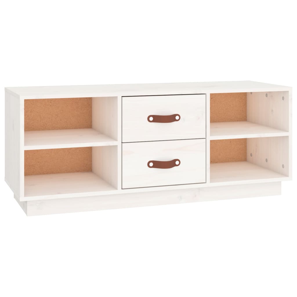 vidaXL Comodă TV, alb, 100x34x40 cm, lemn masiv de pin