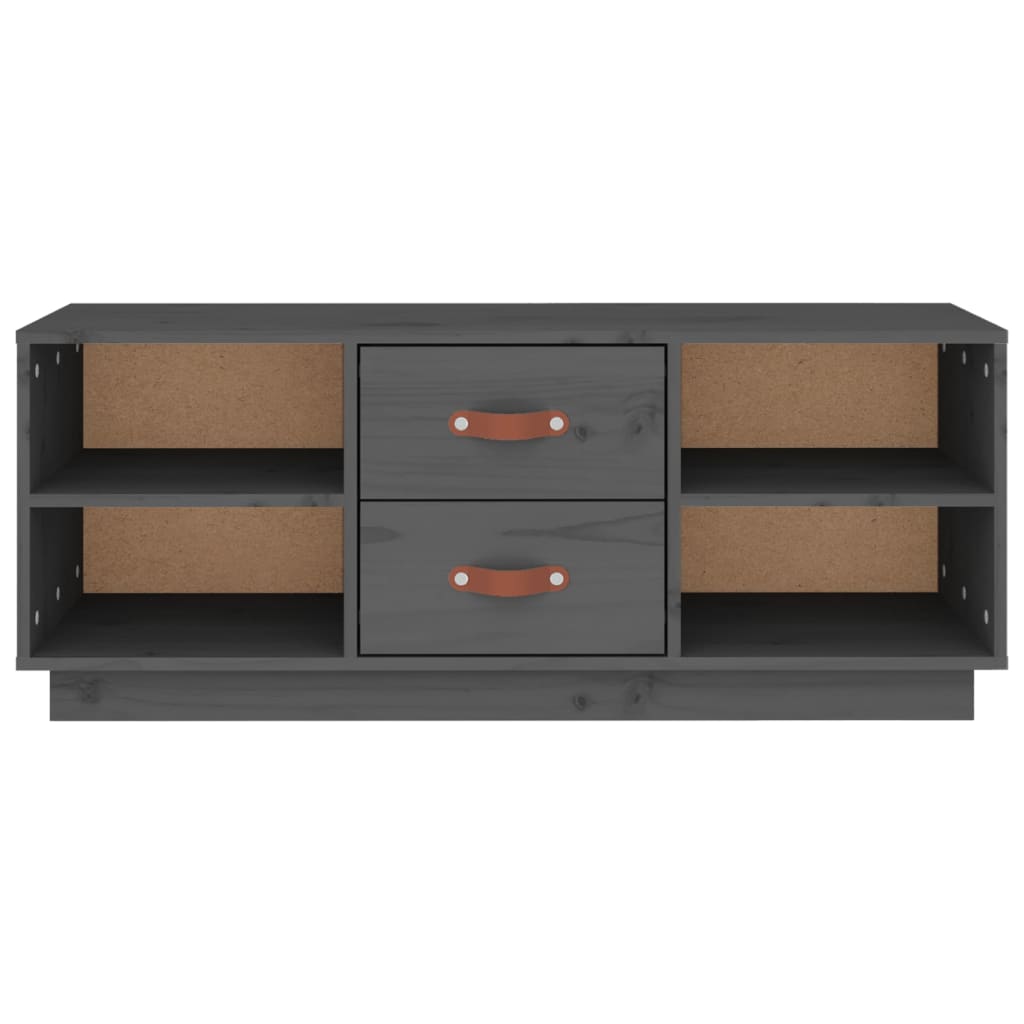 vidaXL Comodă TV, gri, 100x34x40 cm, lemn masiv de pin vidaXL Comodă TV, gri, 100x34x40 cm, lemn masiv de pin