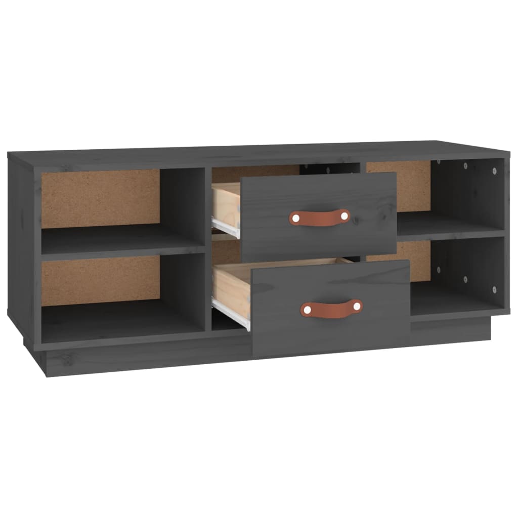 vidaXL Comodă TV, gri, 100x34x40 cm, lemn masiv de pin vidaXL Comodă TV, gri, 100x34x40 cm, lemn masiv de pin