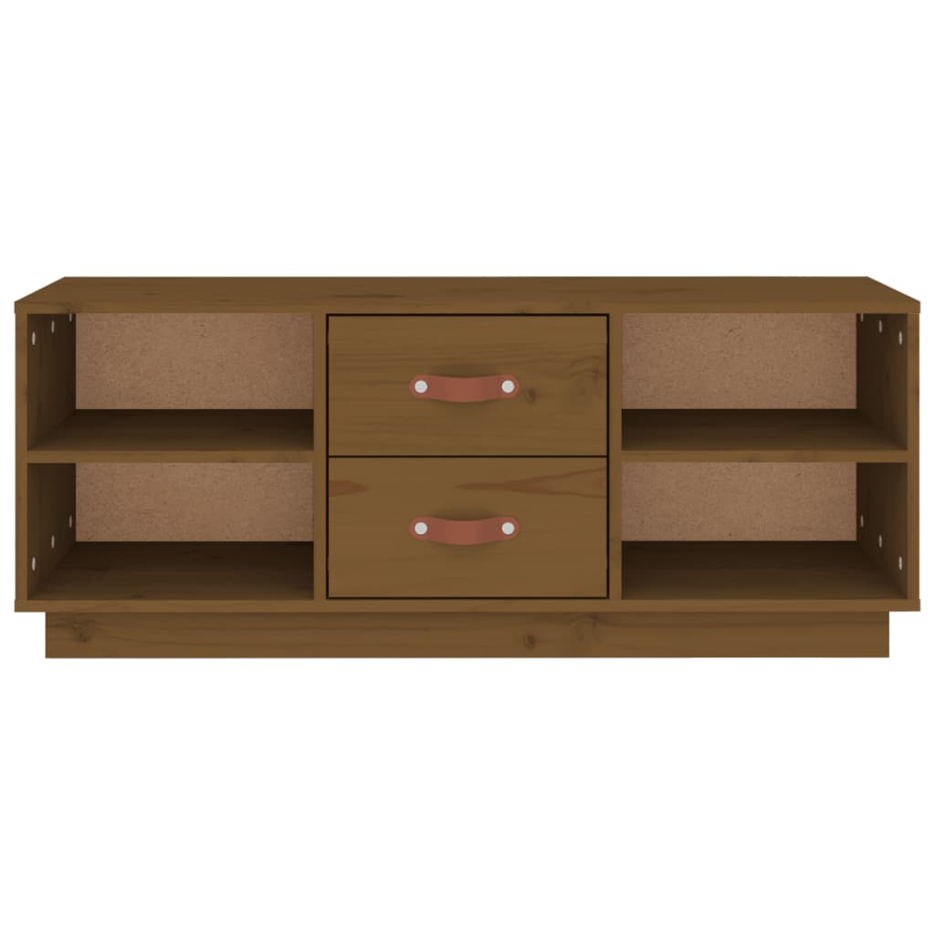 vidaXL Comodă TV, maro miere, 100x34x40 cm, lemn masiv de pin vidaXL Comodă TV, maro miere, 100x34x40 cm, lemn masiv de pin