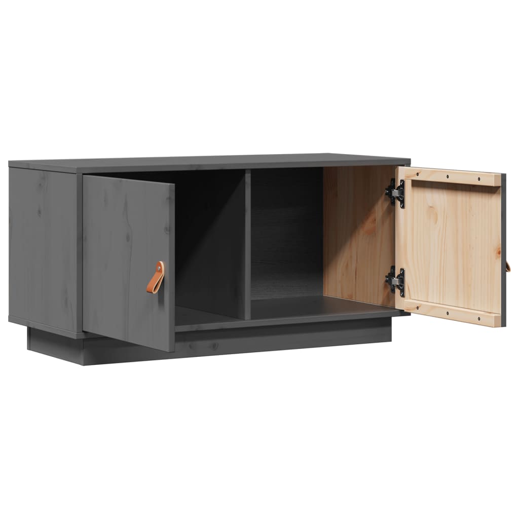 vidaXL Comodă TV, gri, 80x34x40 cm, lemn masiv de pin vidaXL Comodă TV, gri, 80x34x40 cm, lemn masiv de pin