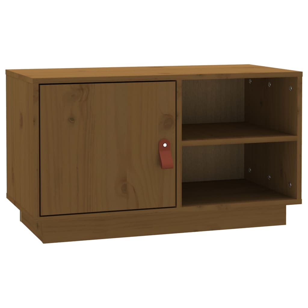 vidaXL Comodă TV, maro miere, 70x34x40 cm, lemn masiv de pin vidaXL Comodă TV, maro miere, 70x34x40 cm, lemn masiv de pin