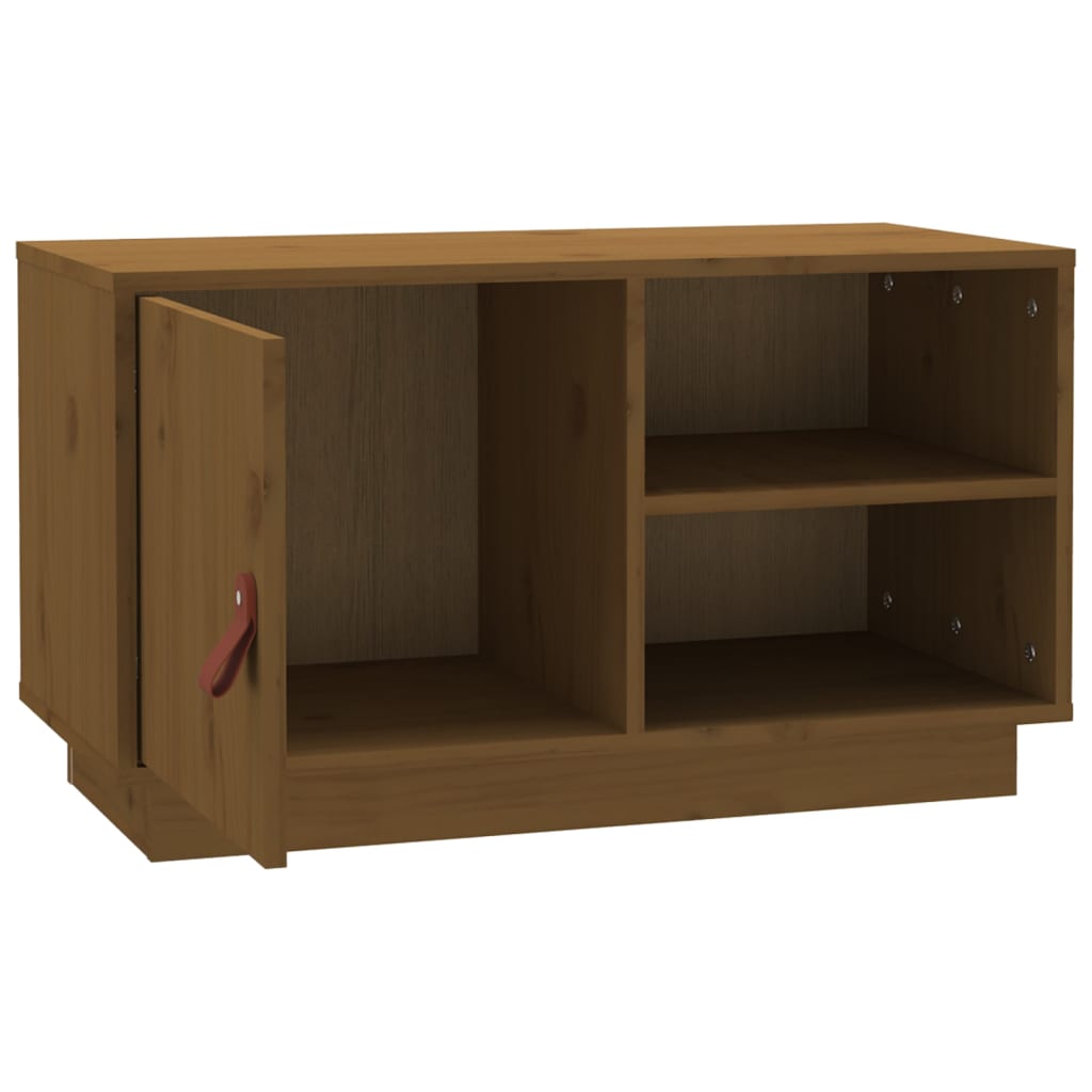 vidaXL Comodă TV, maro miere, 70x34x40 cm, lemn masiv de pin vidaXL Comodă TV, maro miere, 70x34x40 cm, lemn masiv de pin