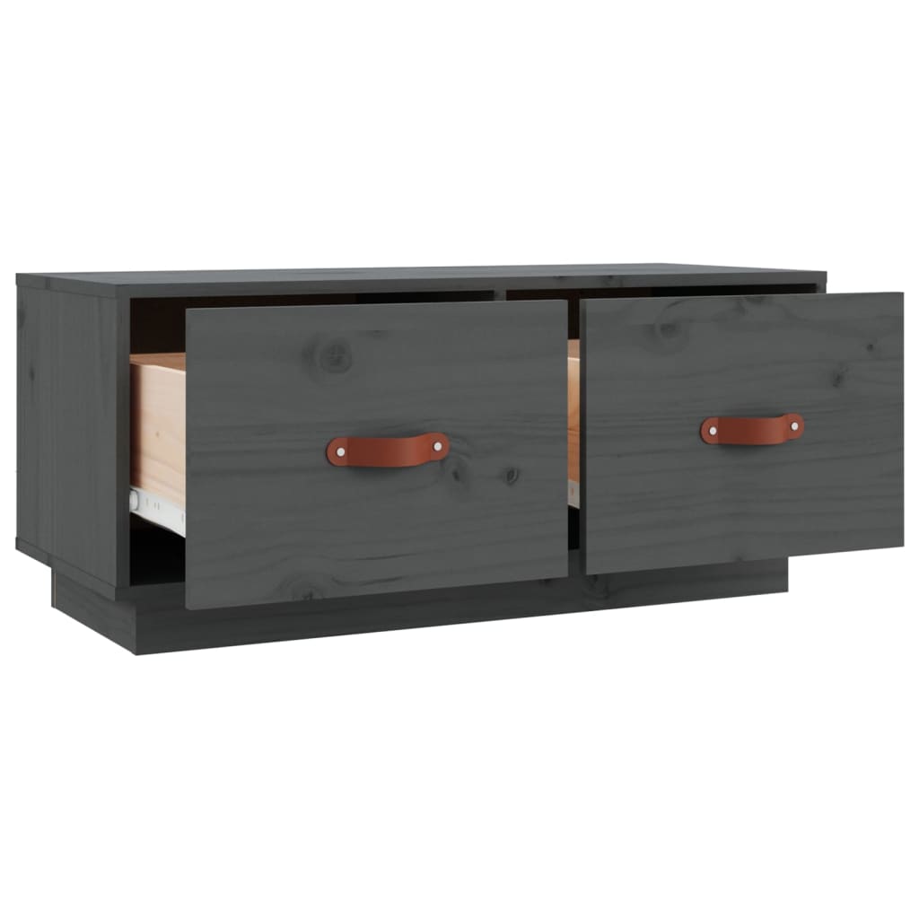 vidaXL Comodă TV, gri, 80x34x35 cm, lemn masiv de pin vidaXL Comodă TV, gri, 80x34x35 cm, lemn masiv de pin