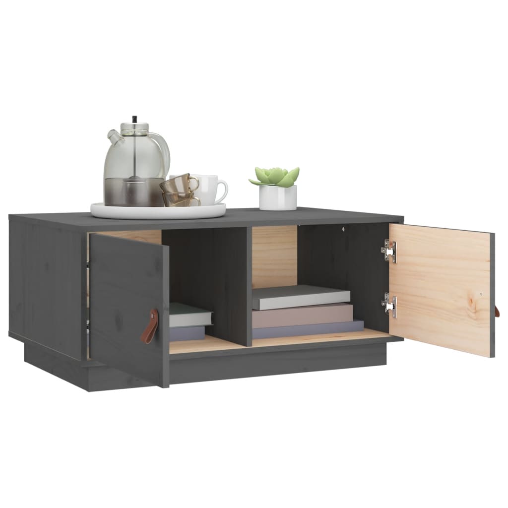 vidaXL Măsuță de cafea, gri, 80x50x35 cm, lemn masiv de pin vidaXL Măsuță de cafea, gri, 80x50x35 cm, lemn masiv de pin