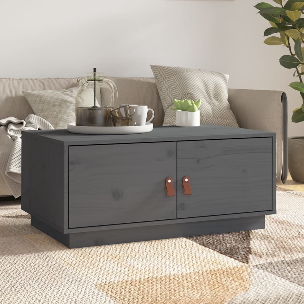 vidaXL Măsuță de cafea, gri, 80x50x35 cm, lemn masiv de pin vidaXL Măsuță de cafea, gri, 80x50x35 cm, lemn masiv de pin