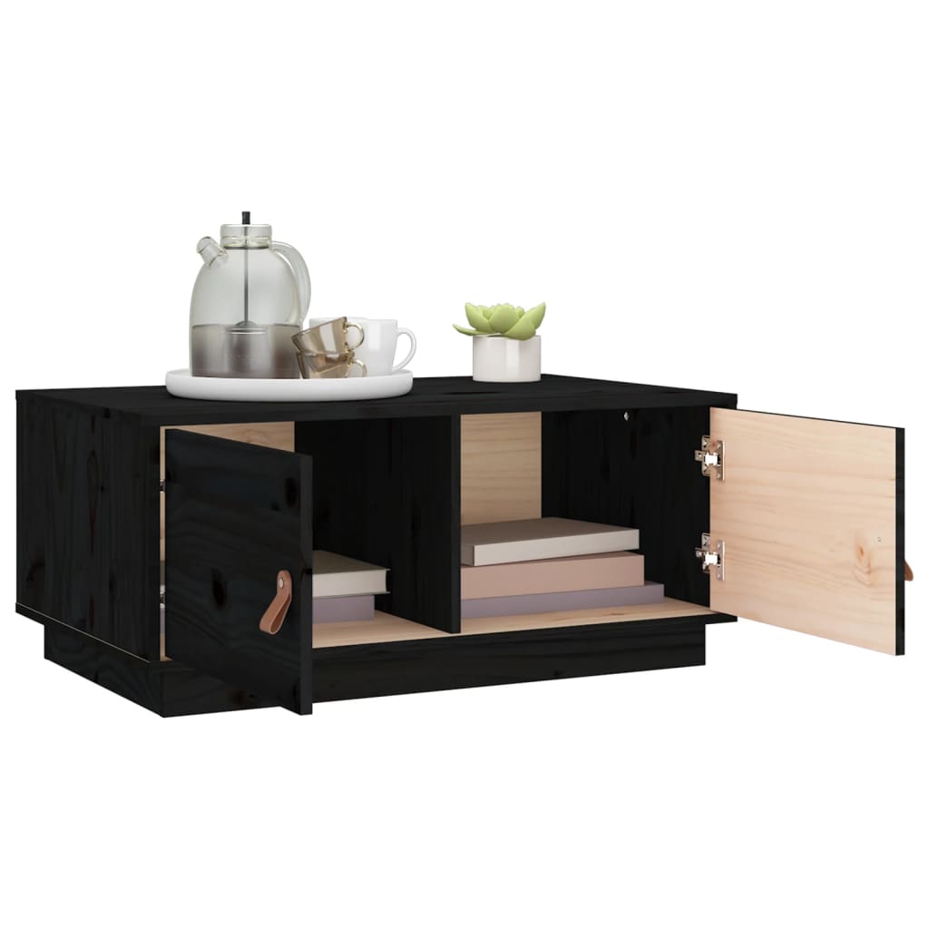 vidaXL Măsuță de cafea, negru, 80x50x35 cm, lemn masiv de pin vidaXL Măsuță de cafea, negru, 80x50x35 cm, lemn masiv de pin