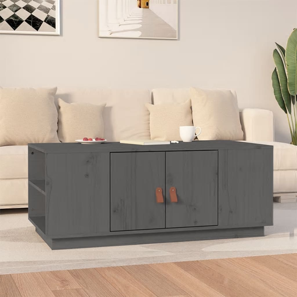 vidaXL Măsuță de cafea, gri, 100x50x41 cm, lemn masiv de pin vidaXL Măsuță de cafea, gri, 100x50x41 cm, lemn masiv de pin