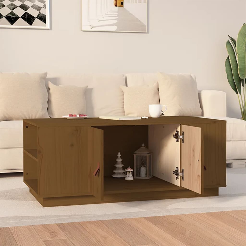 vidaXL Măsuță de cafea, maro miere, 100x50x41 cm, lemn masiv de pin vidaXL Măsuță de cafea, maro miere, 100x50x41 cm, lemn masiv de pin