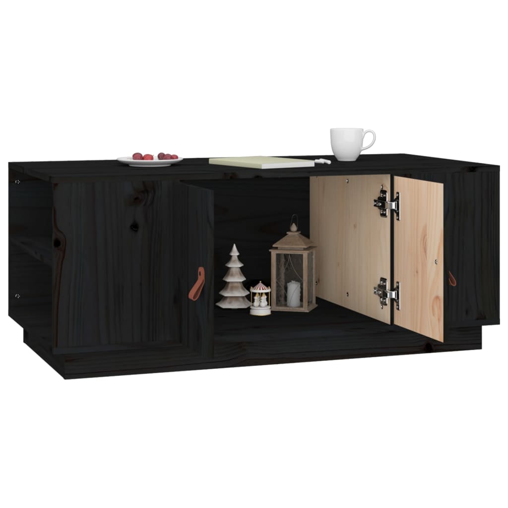 vidaXL Măsuță de cafea, negru, 100x50x41 cm, lemn masiv de pin vidaXL Măsuță de cafea, negru, 100x50x41 cm, lemn masiv de pin