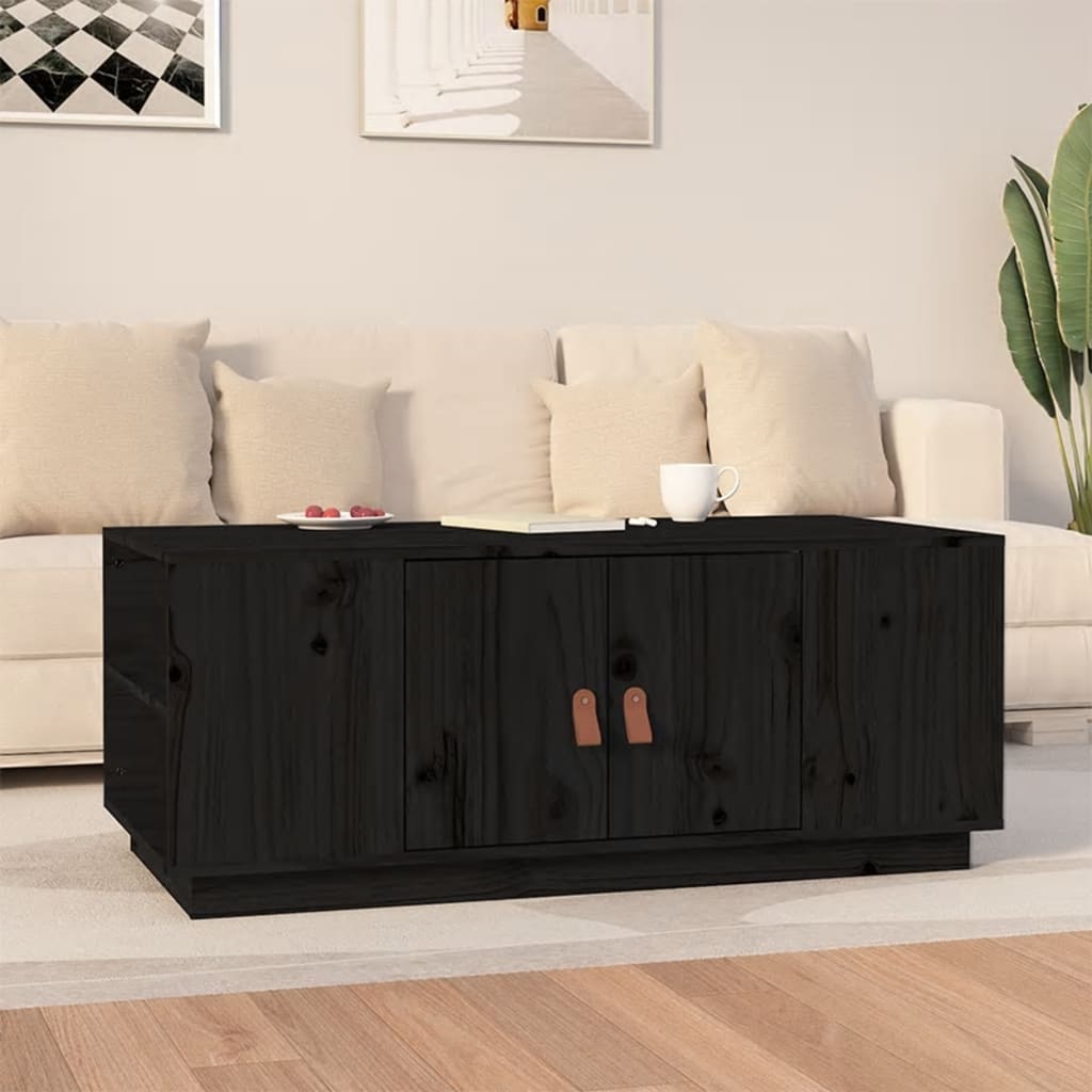 vidaXL Măsuță de cafea, negru, 100x50x41 cm, lemn masiv de pin vidaXL Măsuță de cafea, negru, 100x50x41 cm, lemn masiv de pin