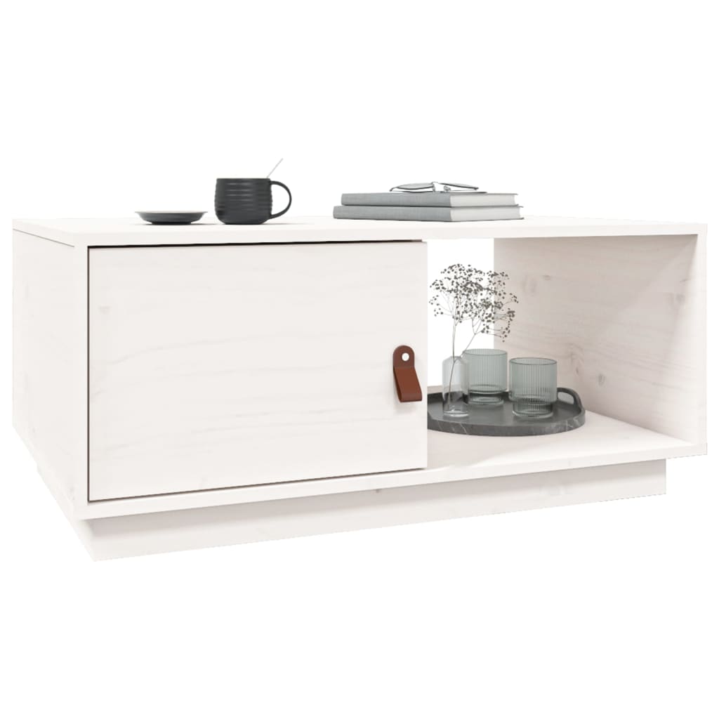 vidaXL Măsuță de cafea, alb, 80x50x35,5 cm, lemn masiv de pin