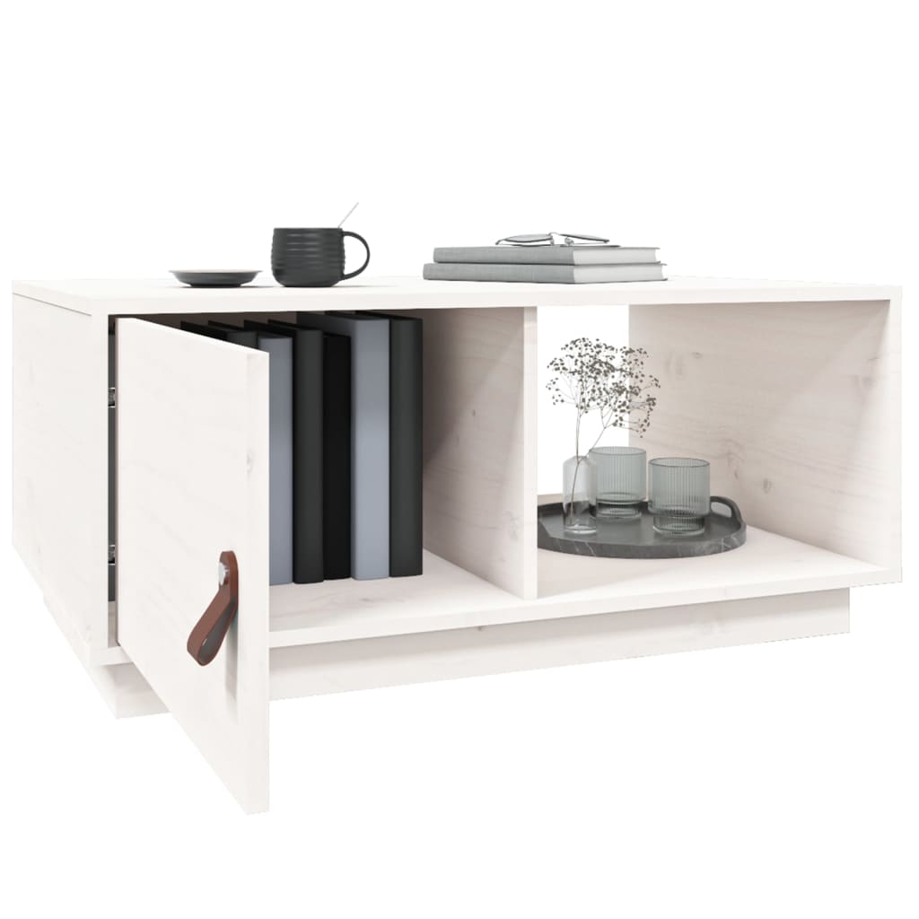 vidaXL Măsuță de cafea, alb, 80x50x35,5 cm, lemn masiv de pin