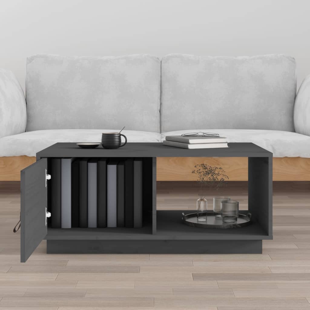vidaXL Măsuță de cafea, gri, 80x50x35,5 cm, lemn masiv de pin vidaXL Măsuță de cafea, gri, 80x50x35,5 cm, lemn masiv de pin