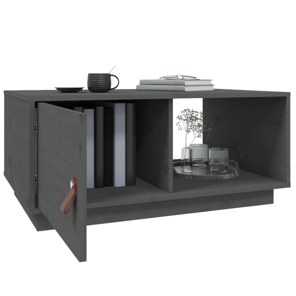 vidaXL Măsuță de cafea, gri, 80x50x35,5 cm, lemn masiv de pin vidaXL Măsuță de cafea, gri, 80x50x35,5 cm, lemn masiv de pin