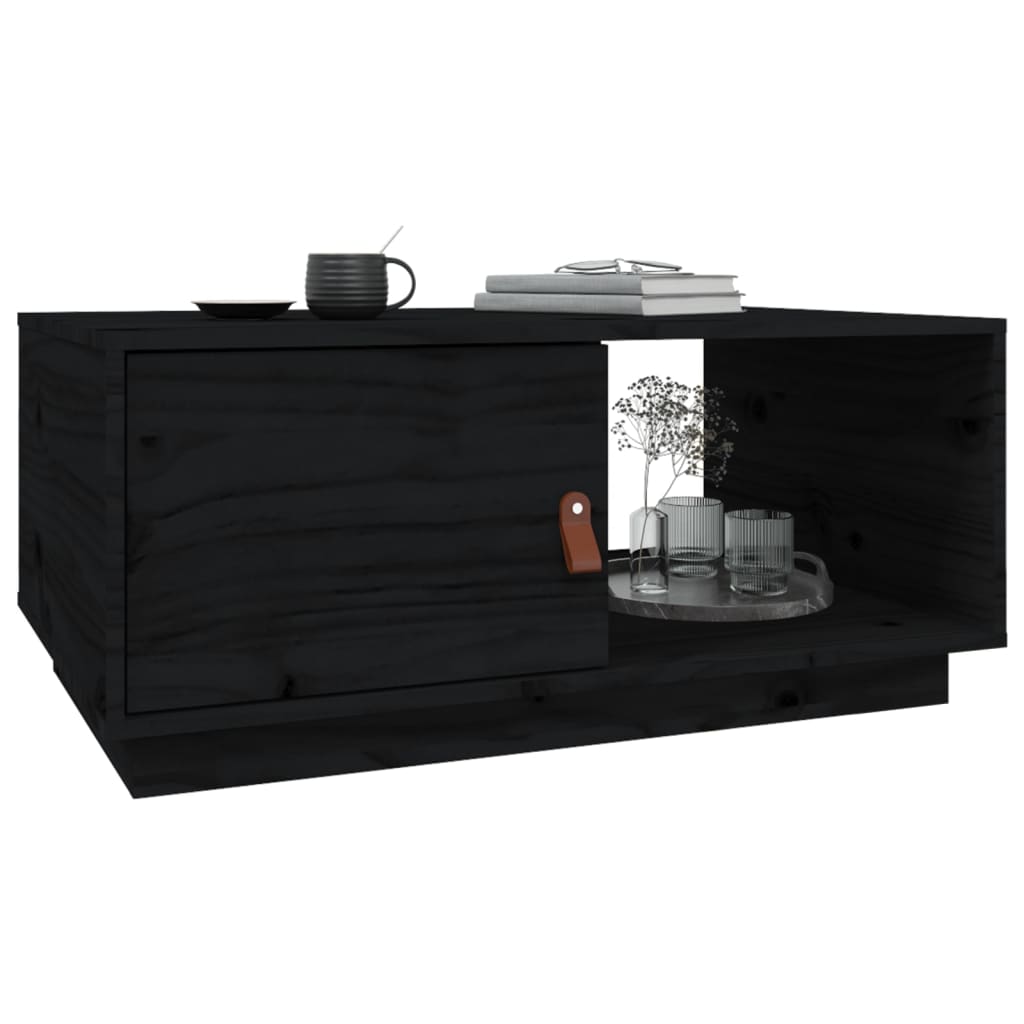 vidaXL Măsuță de cafea, negru, 80x50x35 cm, lemn masiv de pin vidaXL Măsuță de cafea, negru, 80x50x35 cm, lemn masiv de pin