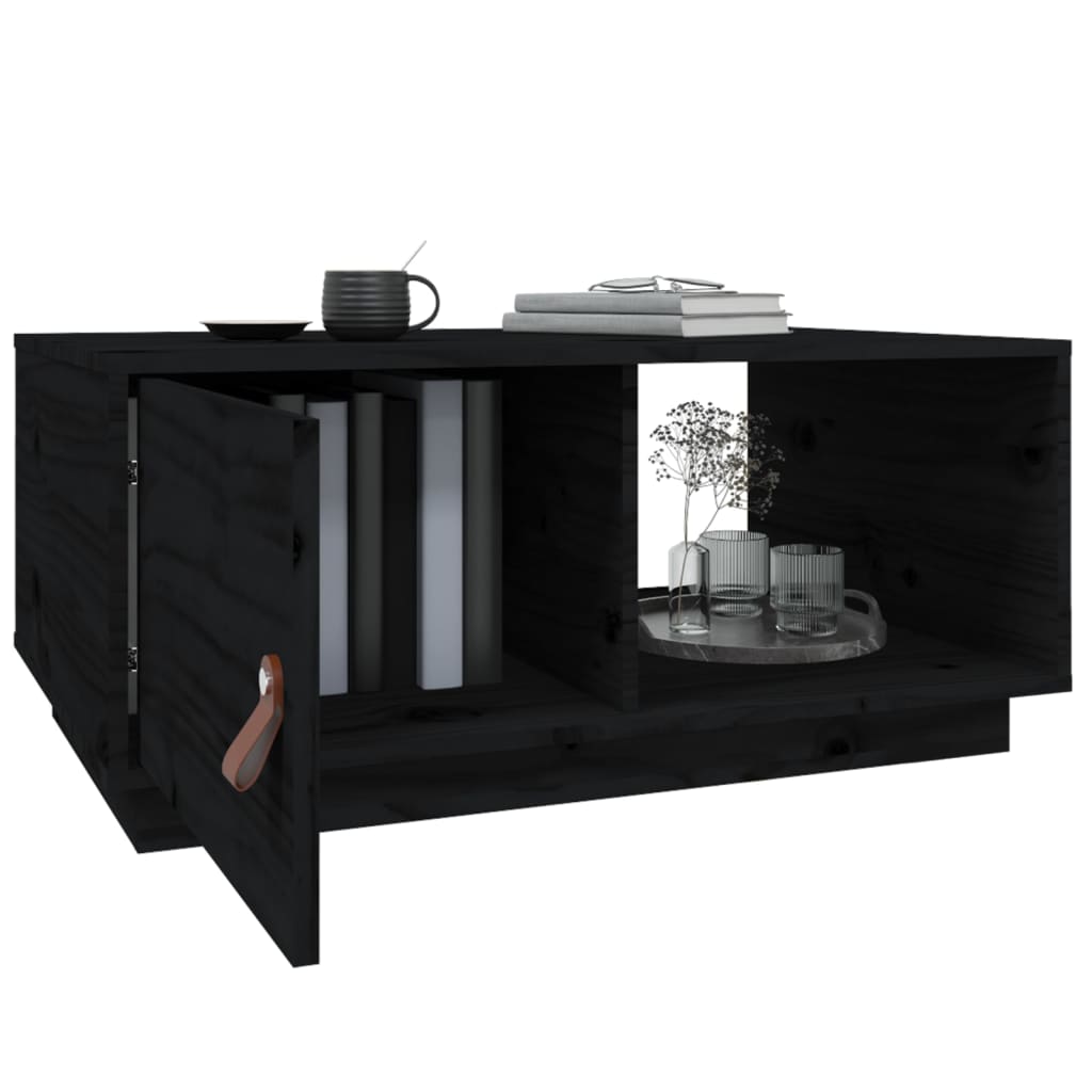 vidaXL Măsuță de cafea, negru, 80x50x35 cm, lemn masiv de pin vidaXL Măsuță de cafea, negru, 80x50x35 cm, lemn masiv de pin