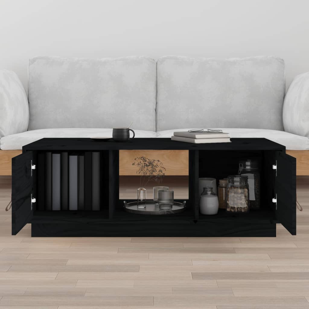 vidaXL Măsuță de cafea, negru, 100x50x35 cm, lemn masiv de pin vidaXL Măsuță de cafea, negru, 100x50x35 cm, lemn masiv de pin