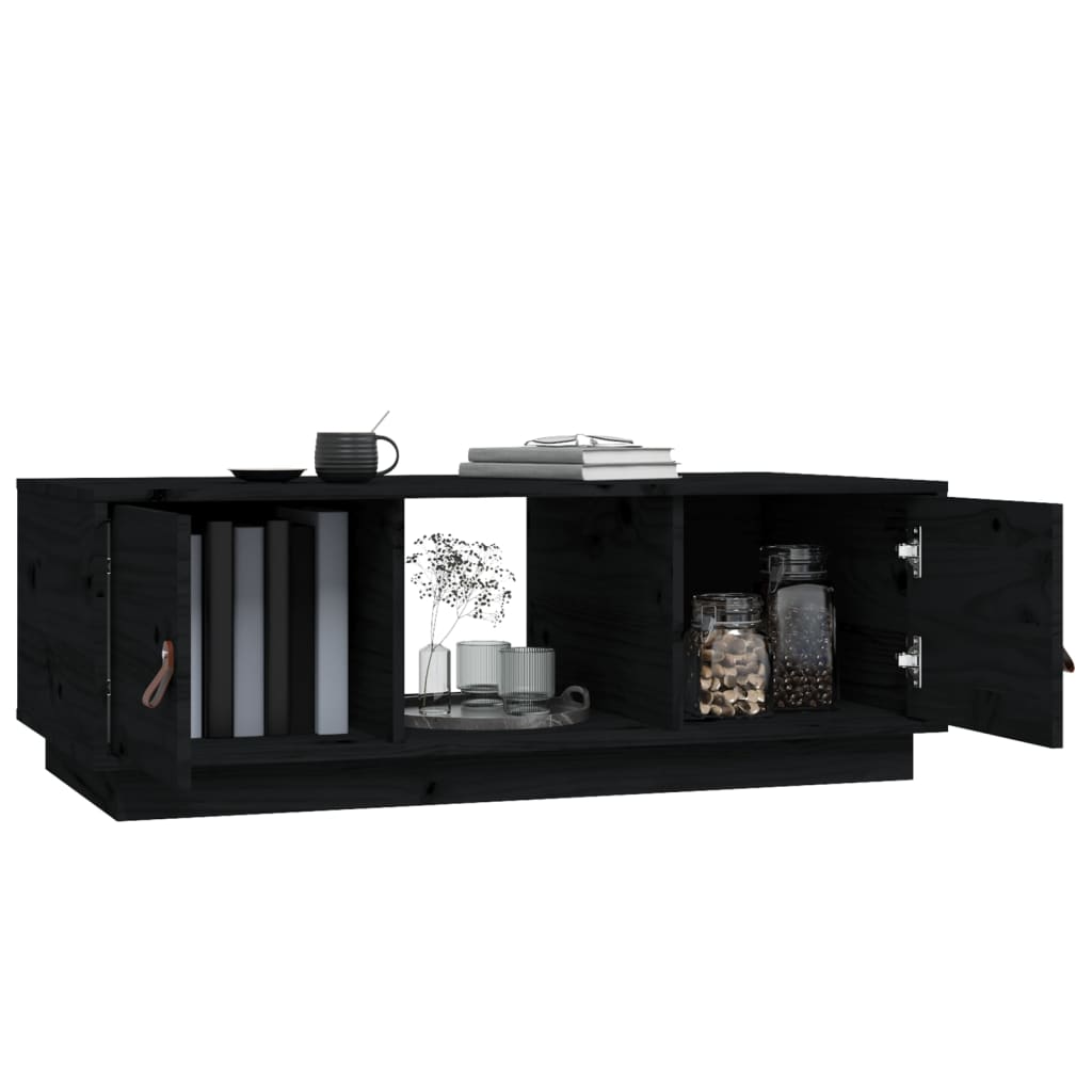 vidaXL Măsuță de cafea, negru, 100x50x35 cm, lemn masiv de pin vidaXL Măsuță de cafea, negru, 100x50x35 cm, lemn masiv de pin